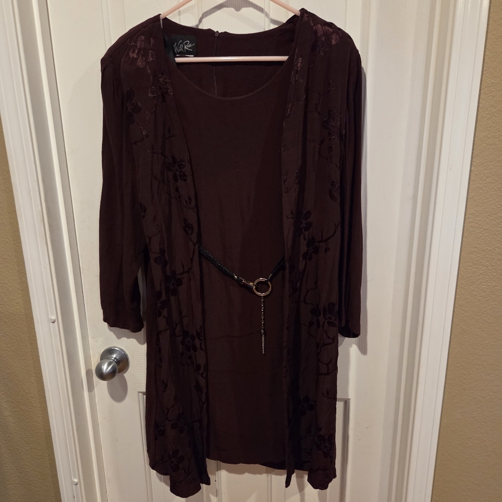 Wild Rose Deep Brown Floral Cardigan
